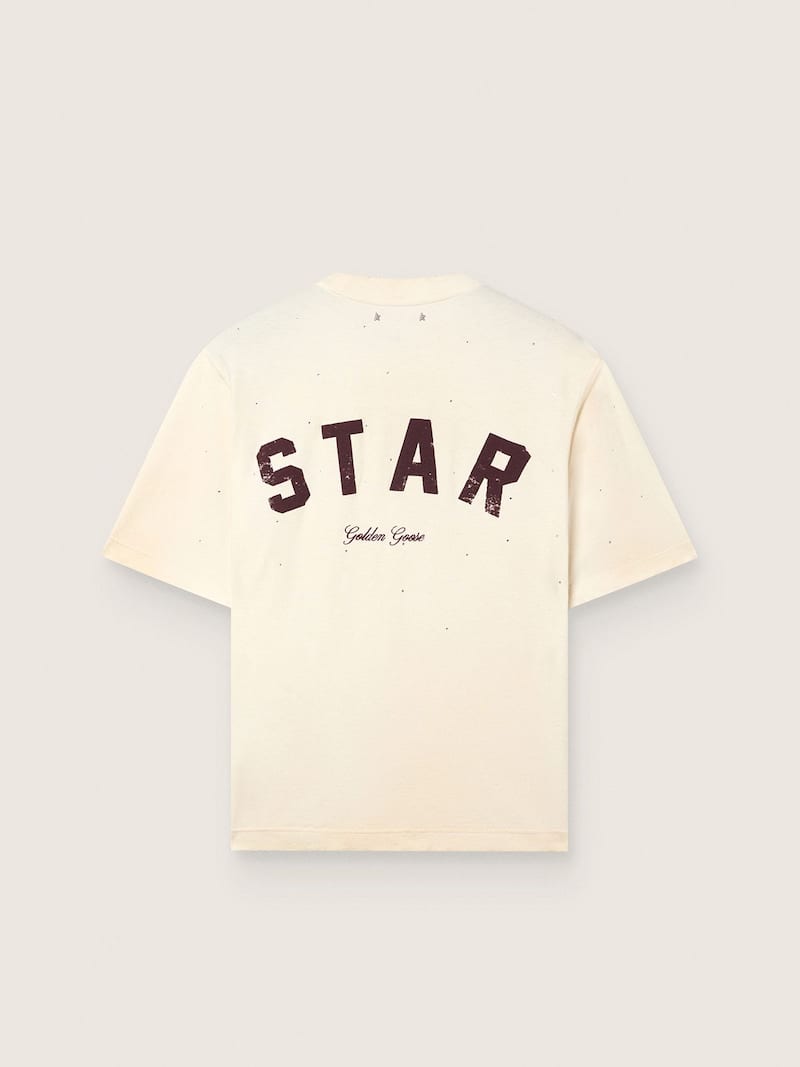Golden Goose - T-shirt unisexe Star en coton blanc avec cristaux d&eacute;grad&eacute;s all-over et imprim&eacute; dans le dos in 