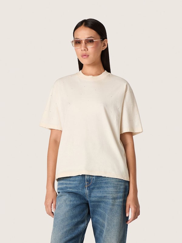 Golden Goose - Star unisex T-shirt in white cotton with all-over gradient crystals and print on the back in 