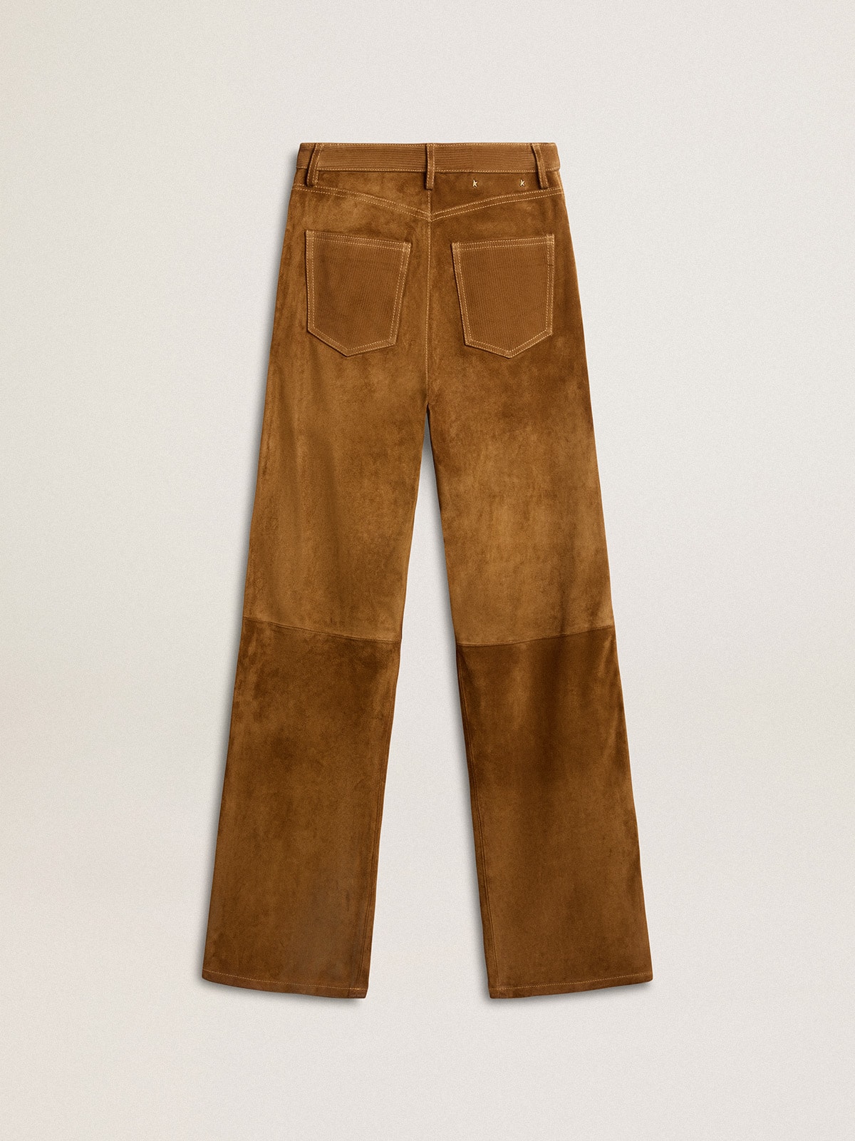 Golden Goose - Women's tobacco-colored split leather pants in 