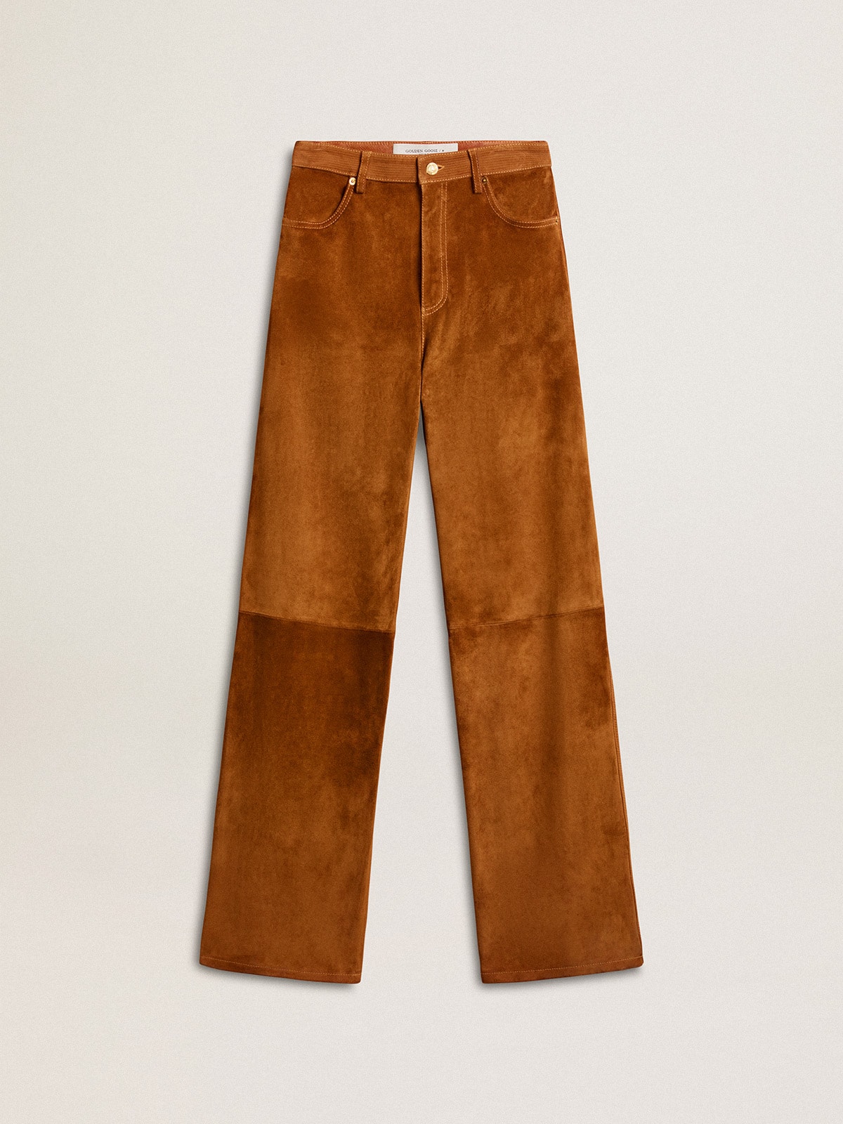 Golden Goose - Women's tobacco-colored split leather pants in 