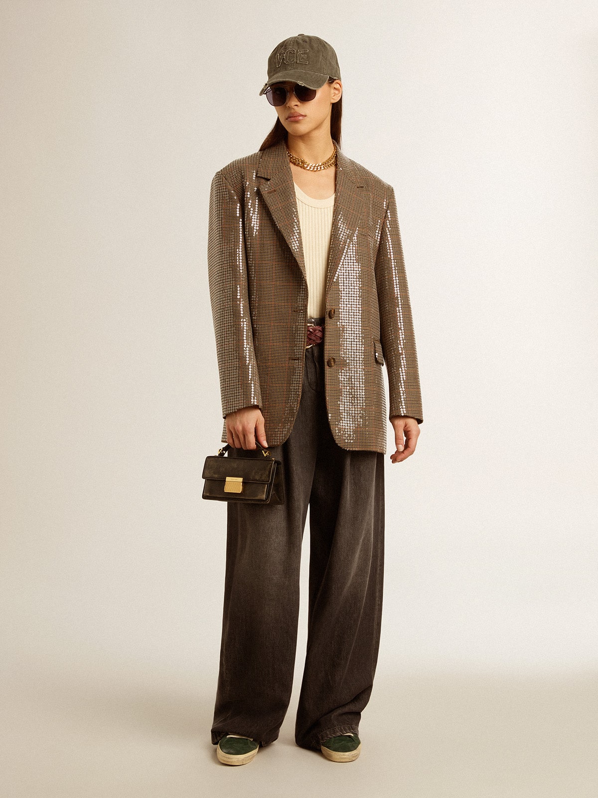 Golden Goose - Women's houndstooth jacket with all-over sequin embroidery in 