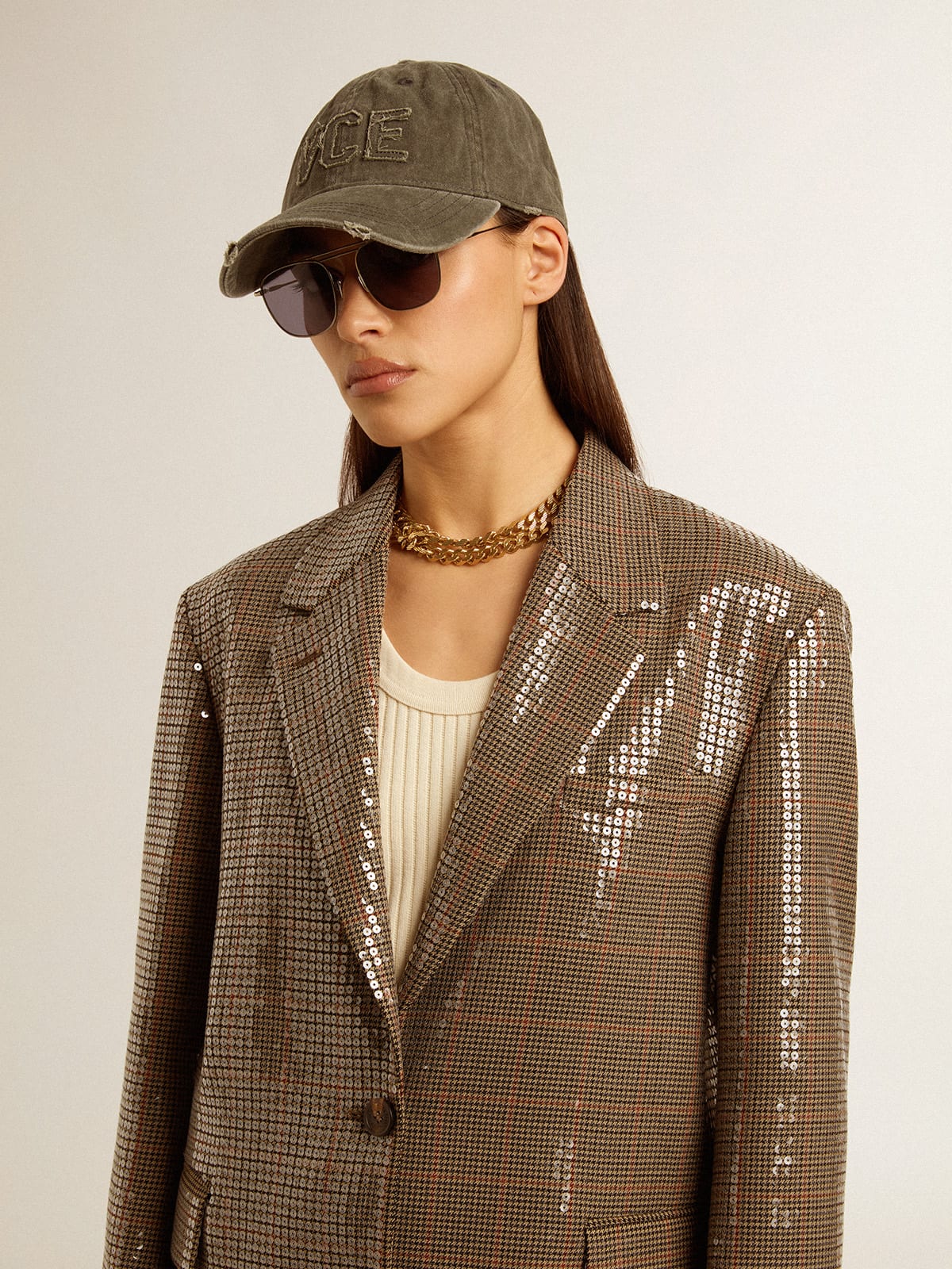 Golden Goose - Women's houndstooth jacket with all-over sequin embroidery in 