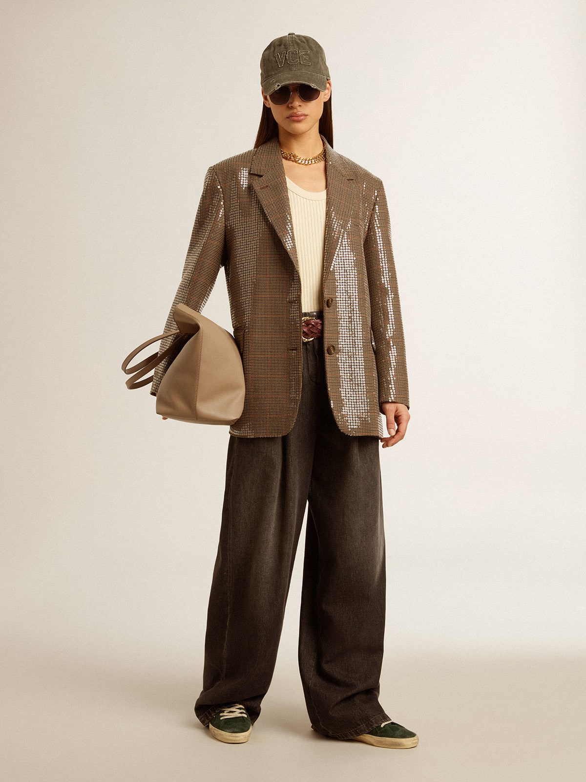 Golden Goose - Women's houndstooth jacket with all-over sequin embroidery in 