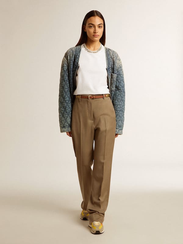 Golden Goose - Women's pants in dove-gray tailored wool fabric in 
