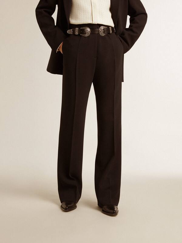 Golden Goose - Women’s soft black pants in wool blend in 