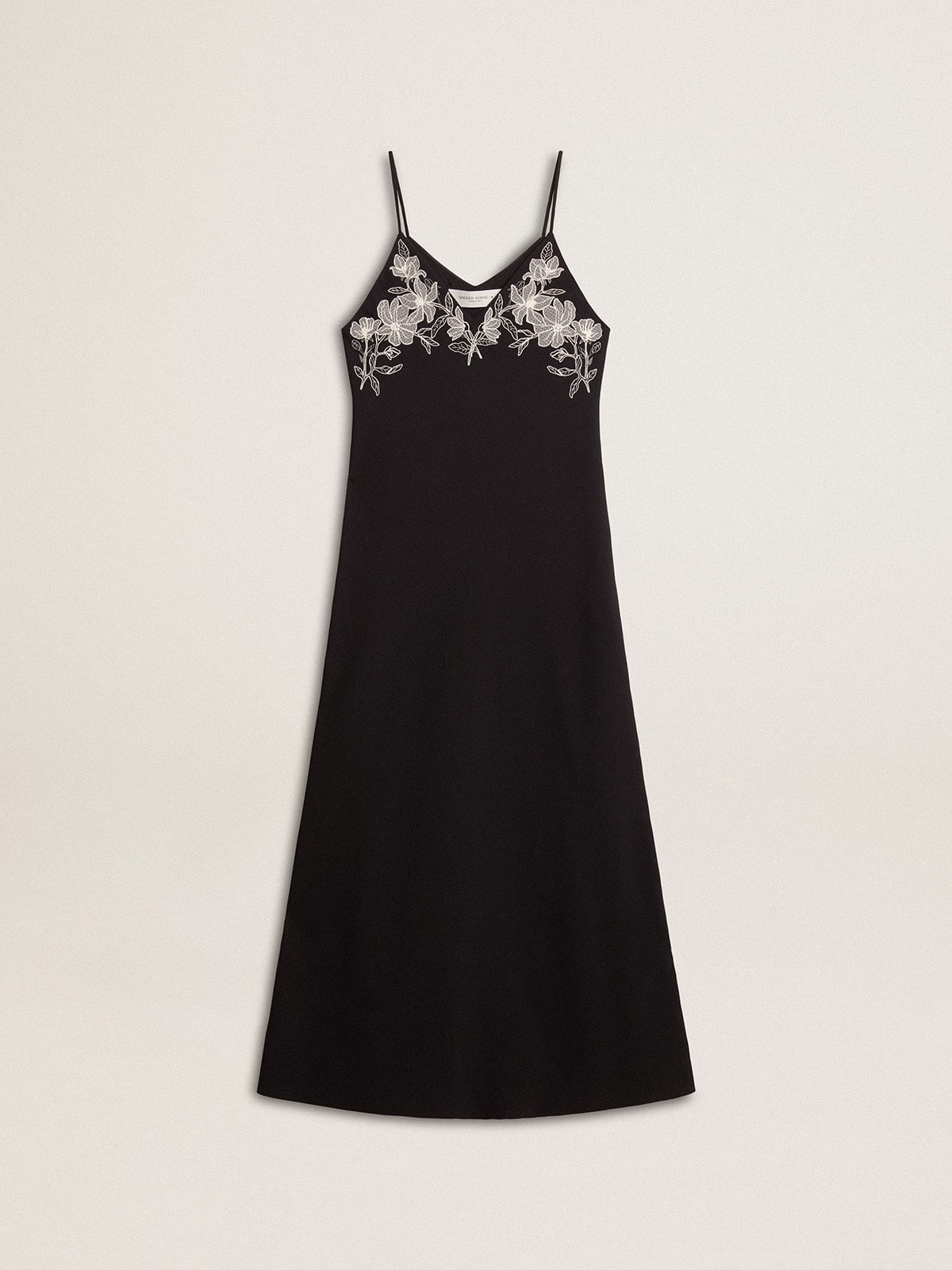 Golden Goose - Women’s black slip dress with embroidery in 