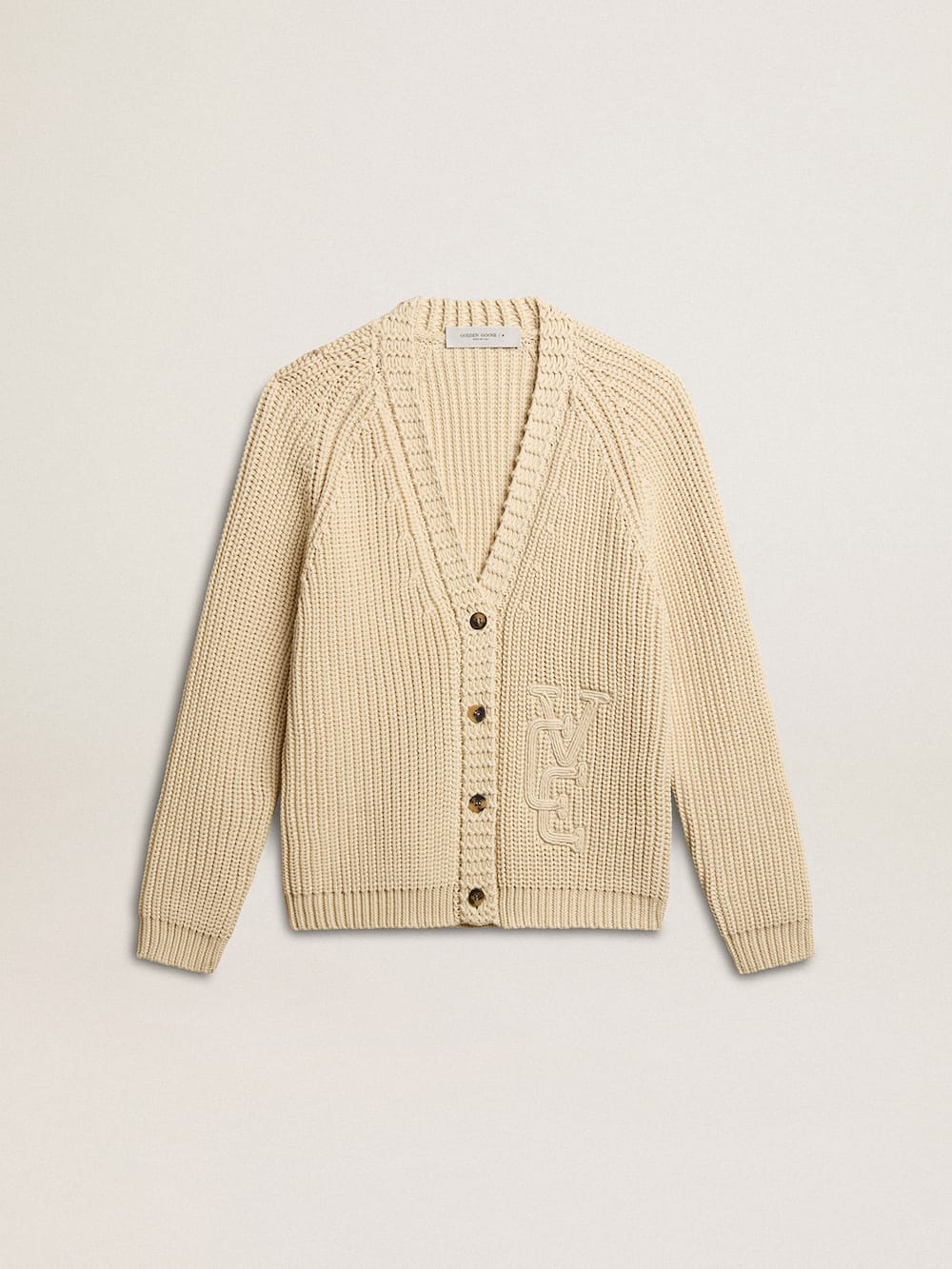 Golden Goose - Women's cotton cardigan with embroidery on the front in 
