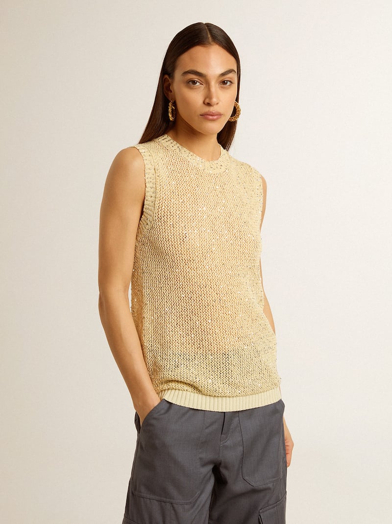 Golden Goose - Netzstrickoberteil mit Pailletten und Kontrastdetails in 