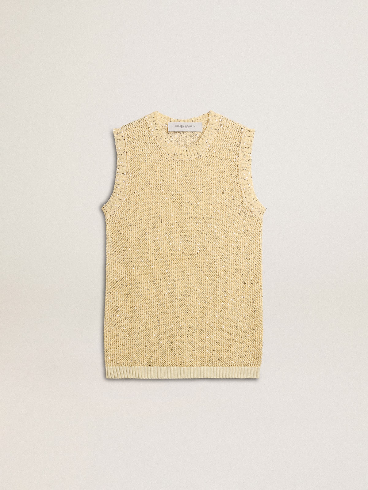 Golden Goose - Mesh knit top with sequins and contrasting details in 