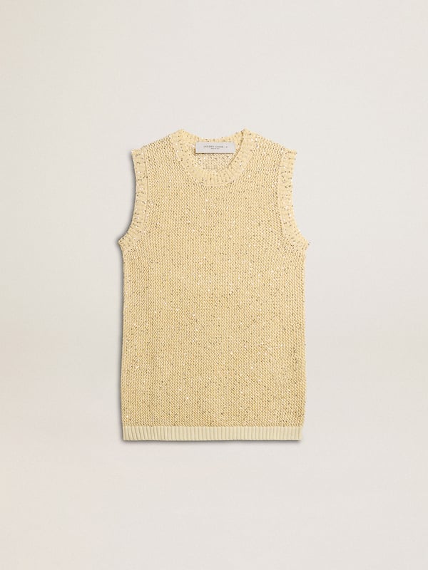 Golden Goose - Mesh knit top with sequins and contrasting details in 
