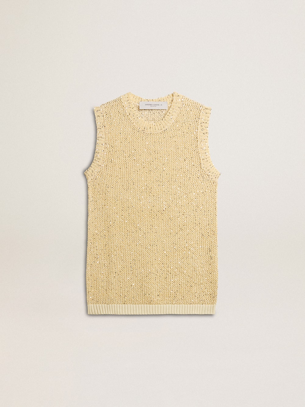 Golden Goose - Top in maglia a rete con paillettes e dettagli a contrasto in 