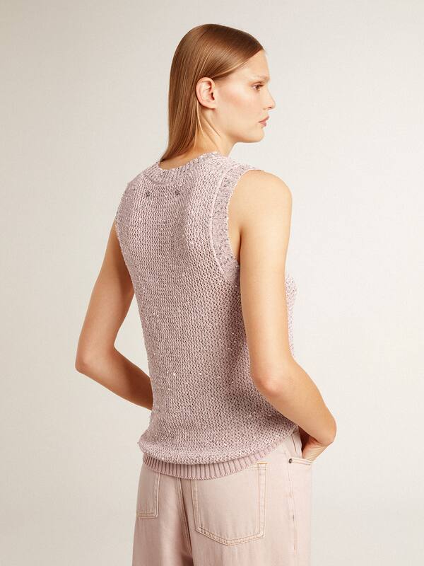 Golden Goose - Mesh knit top with sequins and contrasting details in 