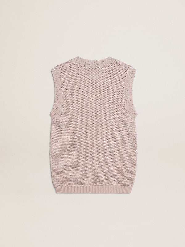 Golden Goose - Mesh knit top with sequins and contrasting details in 