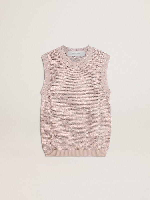 Golden Goose - Mesh knit top with sequins and contrasting details in 