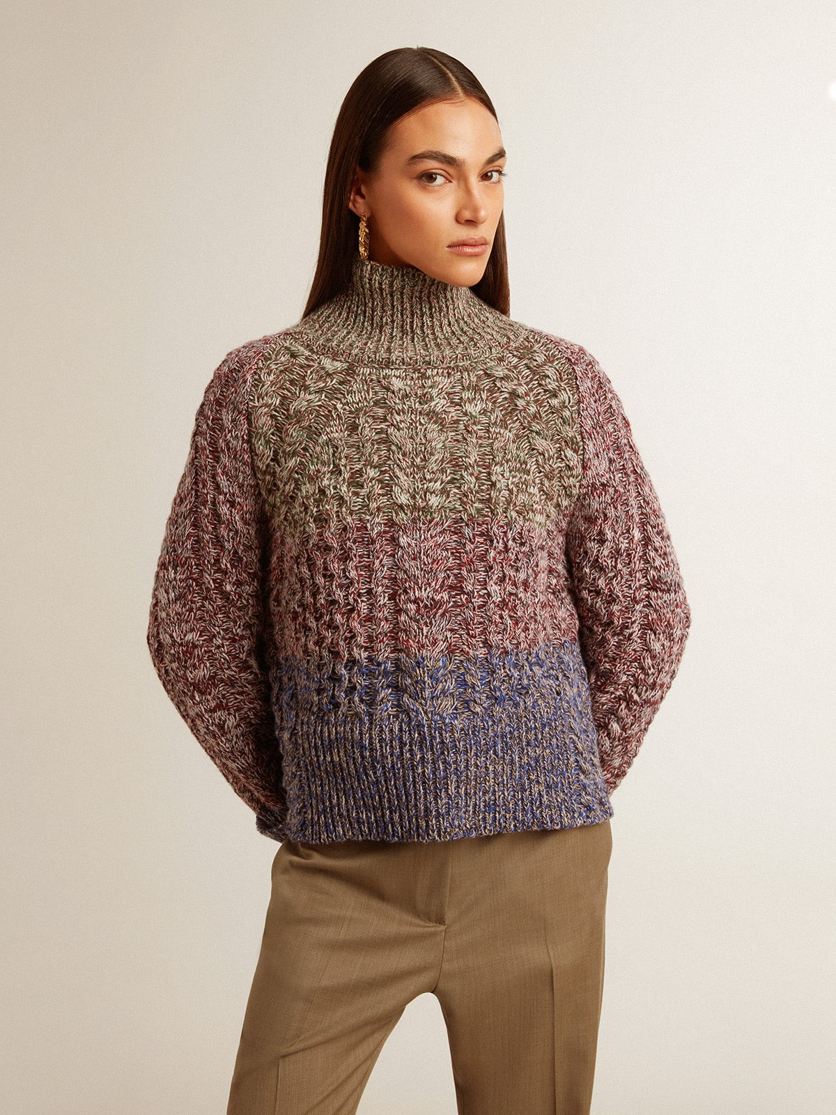 Golden Goose - Women's multicolored high neck sweater with mouliné yarn in 