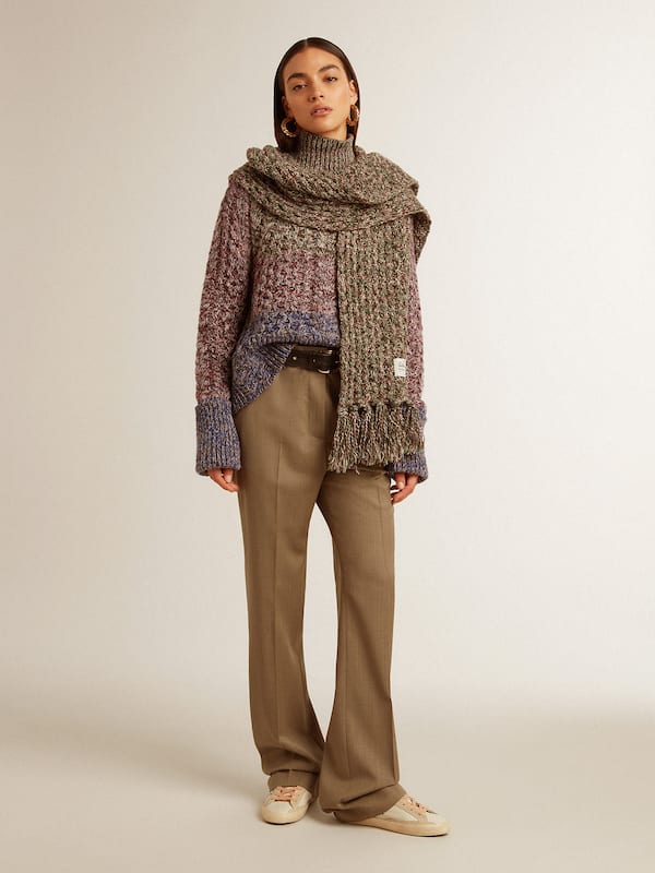 Golden Goose - Women's multicolored high neck sweater with mouliné yarn in 