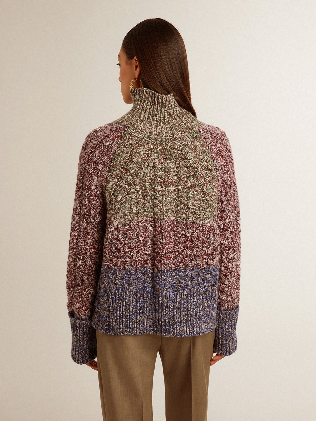 Golden Goose - Women's multicolored high neck sweater with mouliné yarn in 