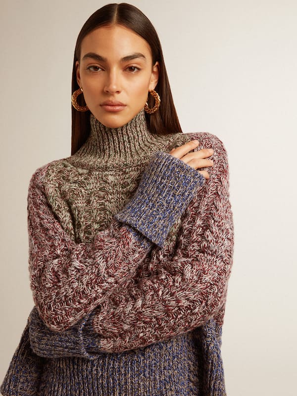 Golden Goose - Women's multicolored high neck sweater with mouliné yarn in 