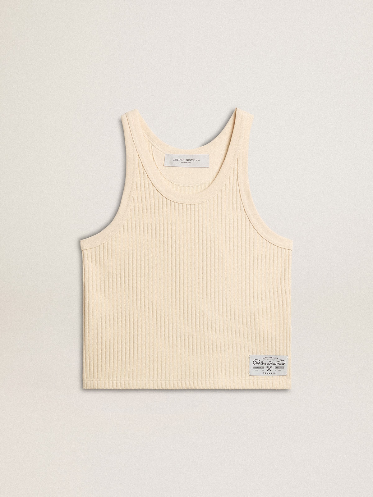 Parchment-colored sleeveless top | Golden Goose