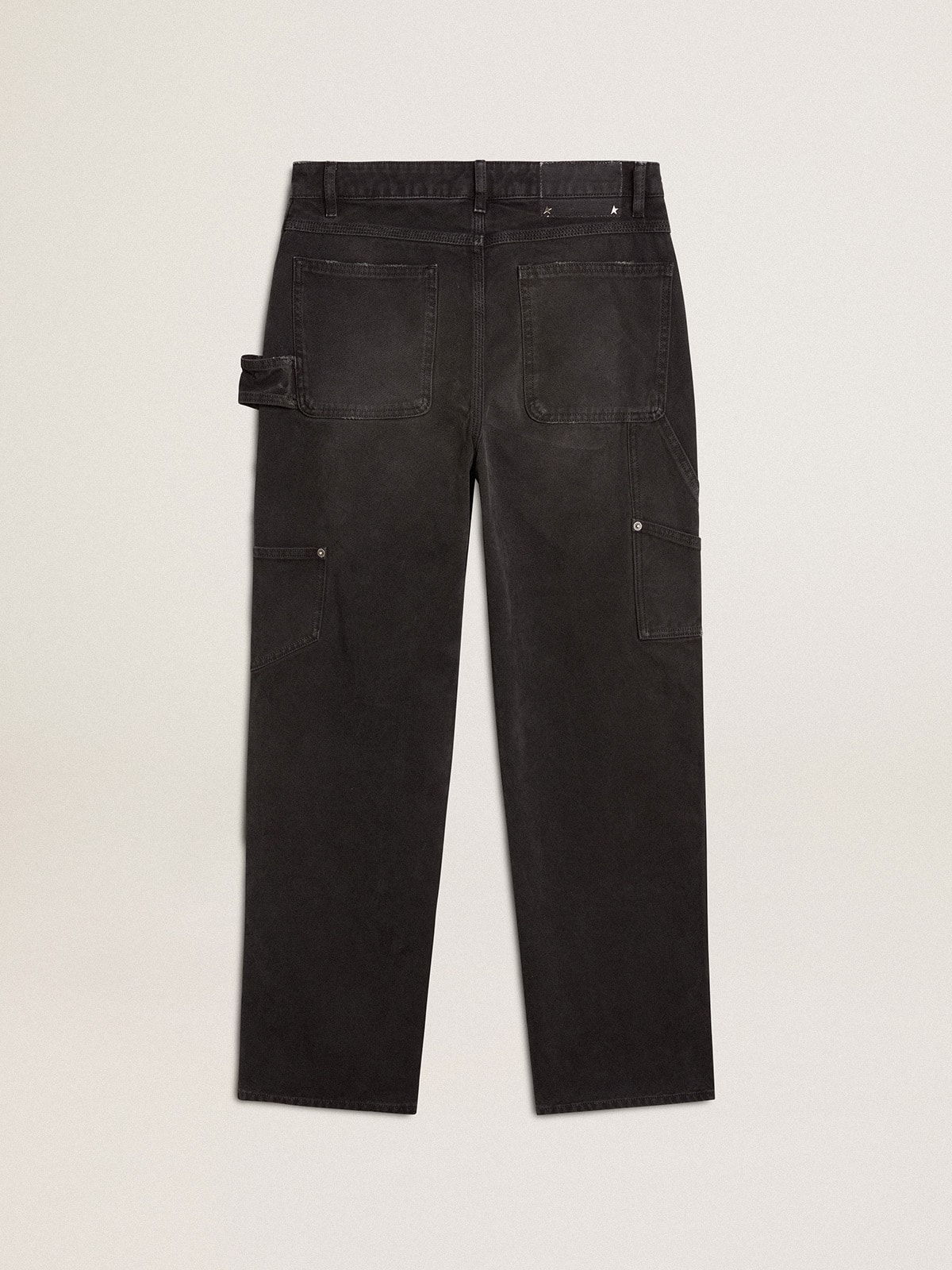 Golden Goose - Women's distressed black cotton jeans with front patches in 