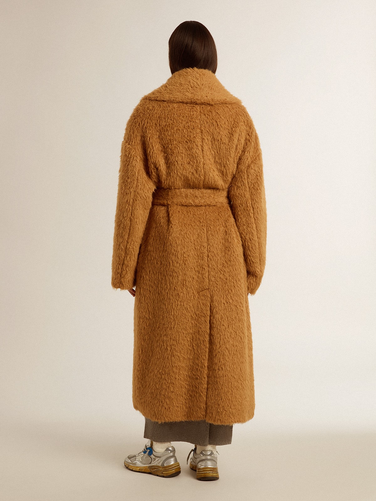 Golden Goose - Women's coat with shawl collar in tobacco in 