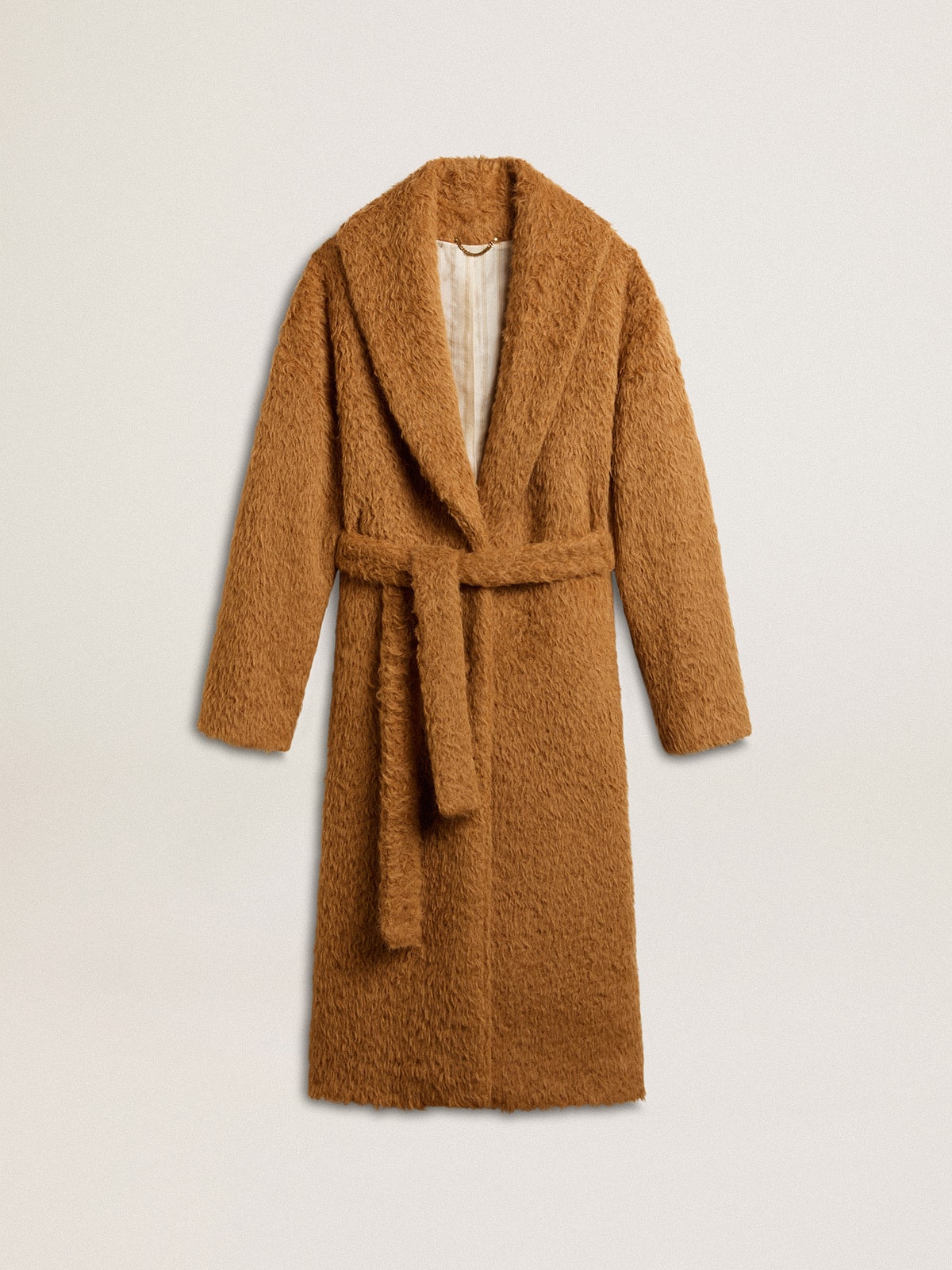 Golden Goose - Women's coat with shawl collar in tobacco in 