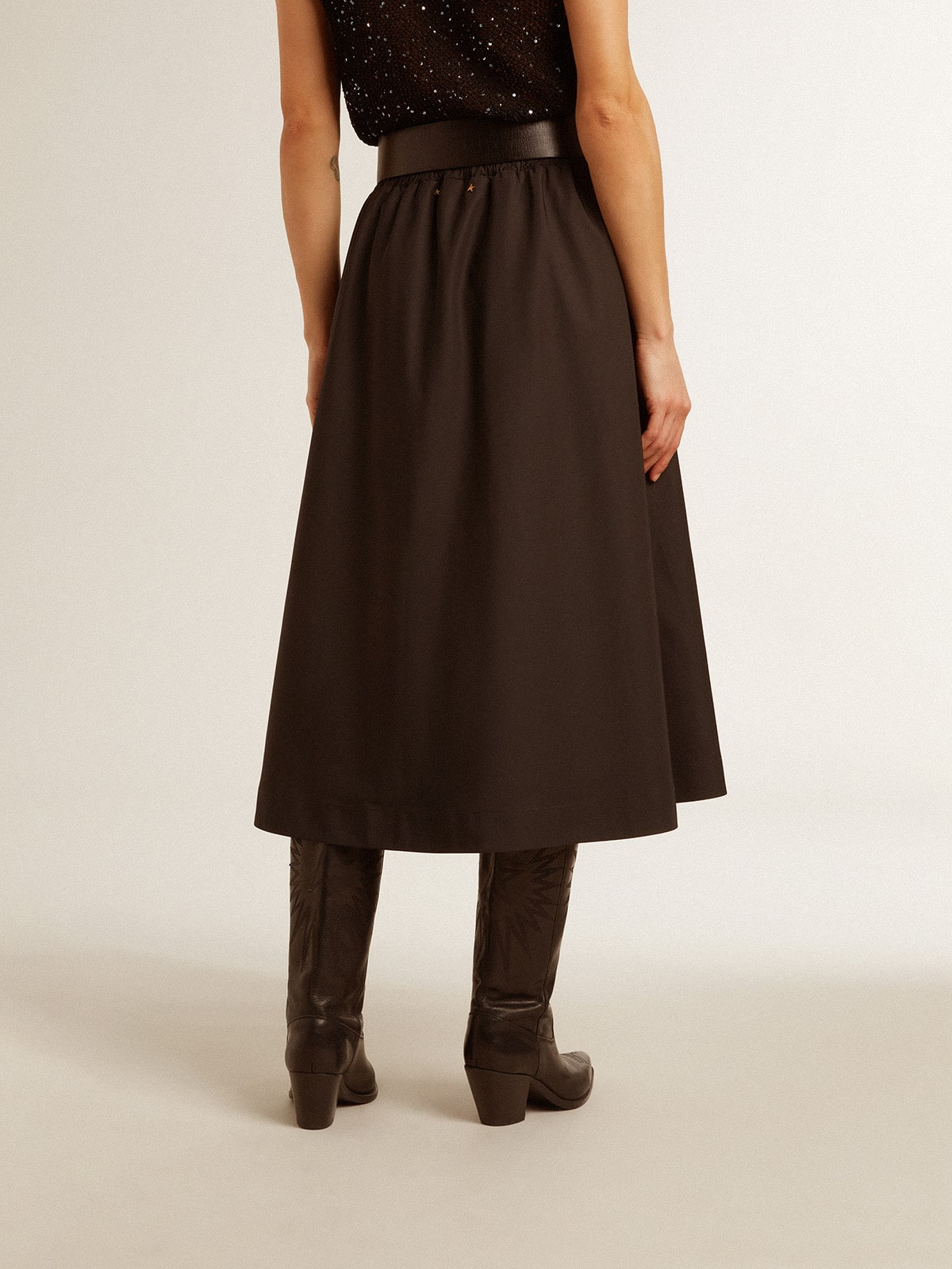 Golden Goose - Flared skirt in black technical nylon in 