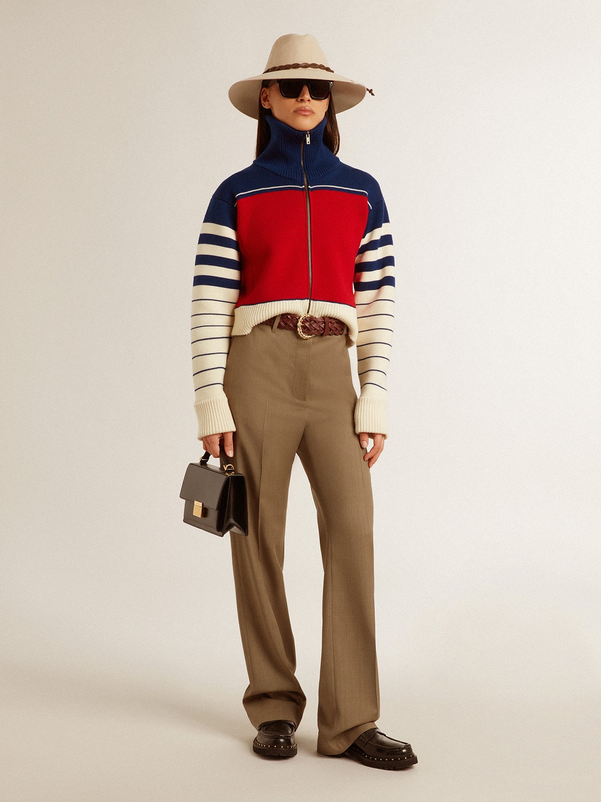 Golden Goose - Women’s multicolor striped wool cropped sweatshirt in 