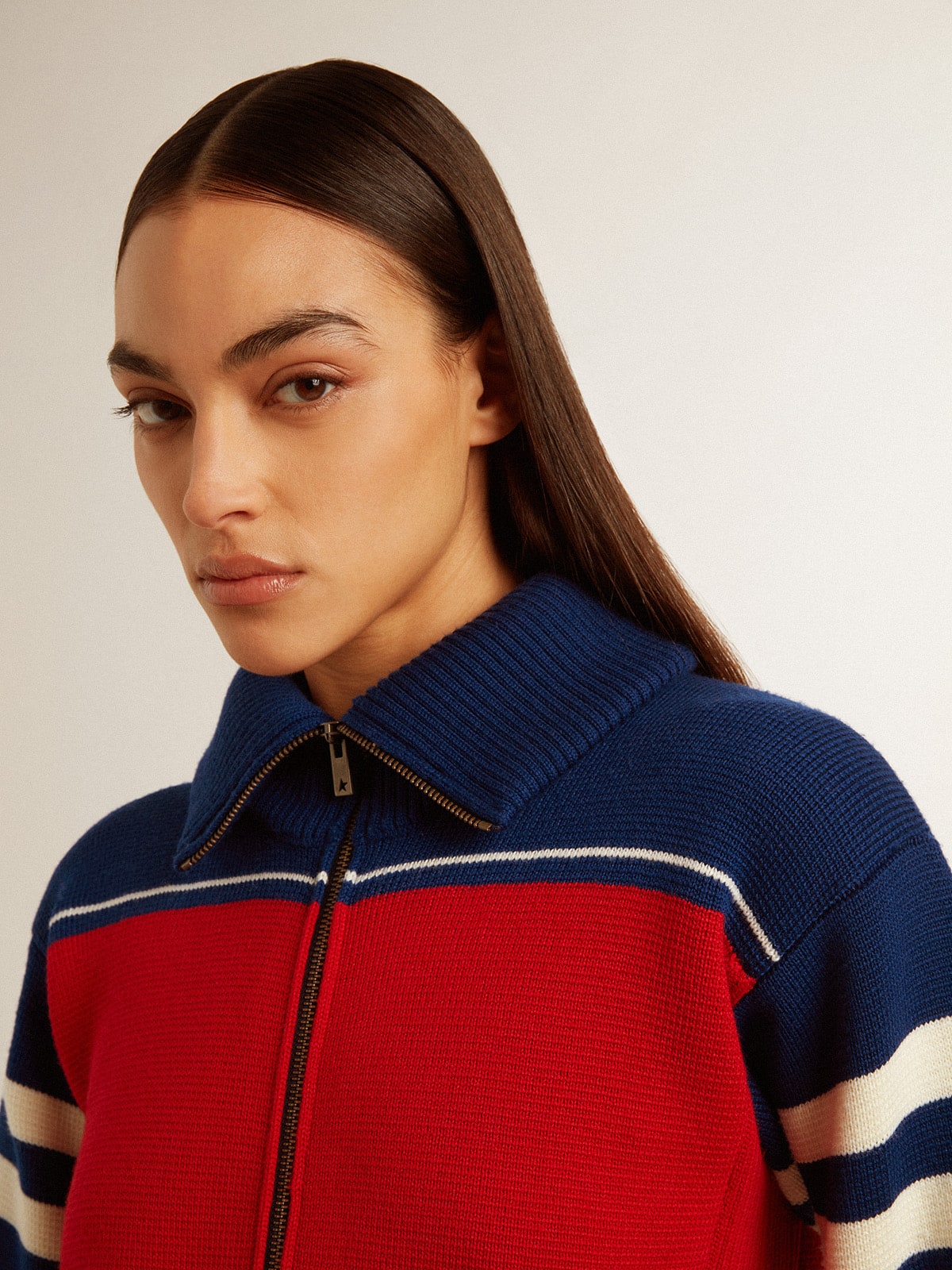 Golden Goose - Women’s multicolor striped wool cropped sweatshirt in 