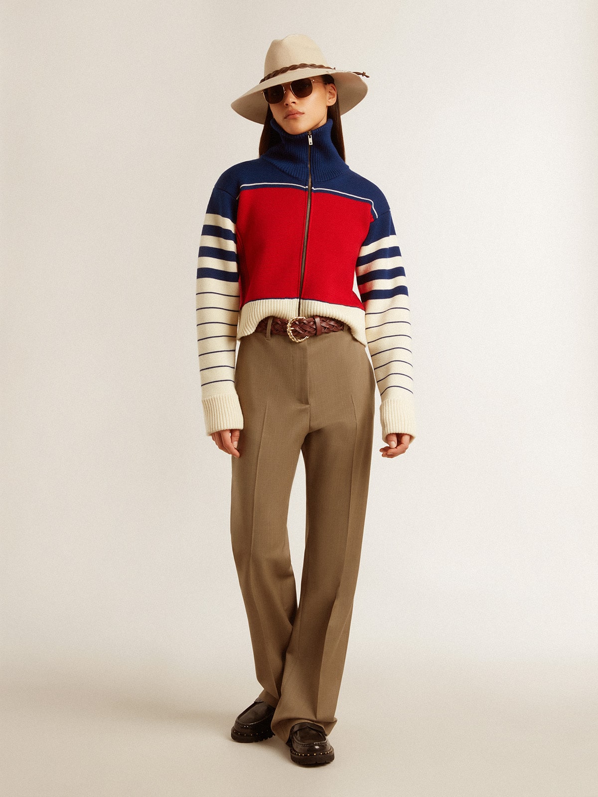 Golden Goose - Women’s multicolor striped wool cropped sweatshirt in 