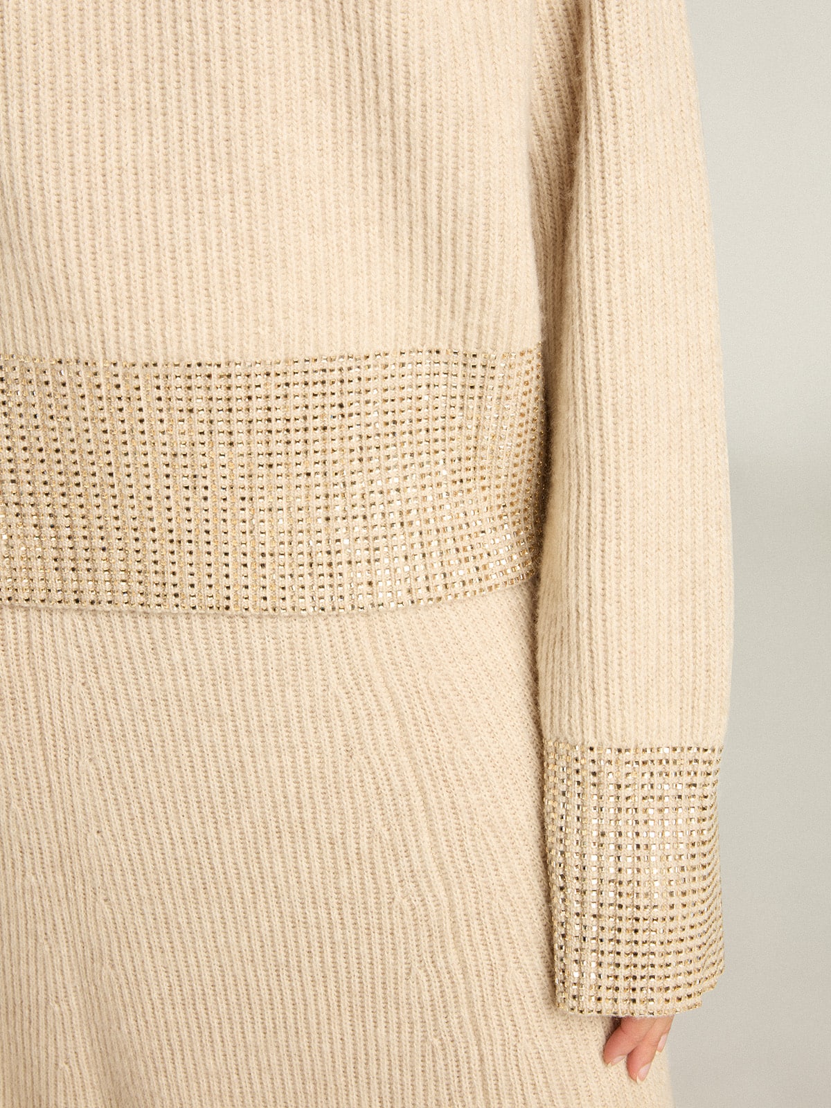 Golden Goose - Women's boxy sweater in wool with hotfix crystal decoration in 