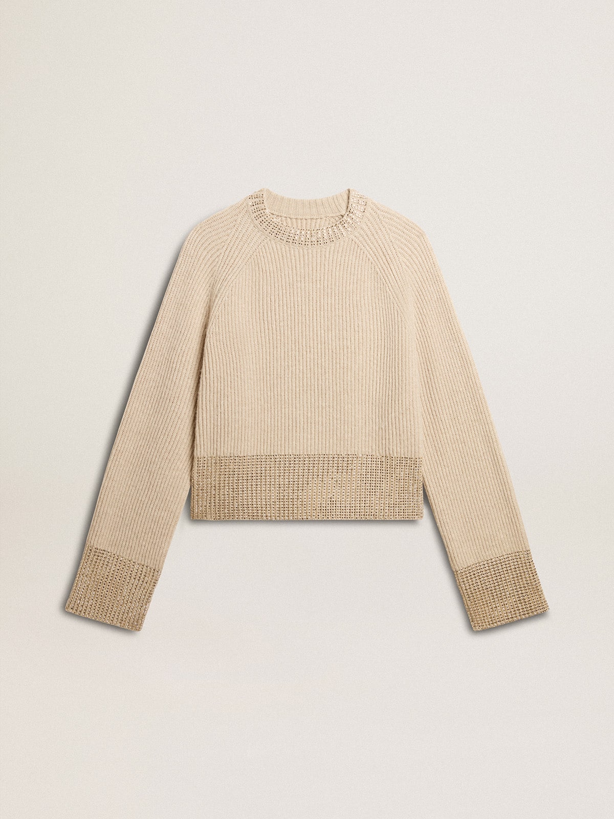 Golden Goose - Women's boxy sweater in wool with hotfix crystal decoration in 