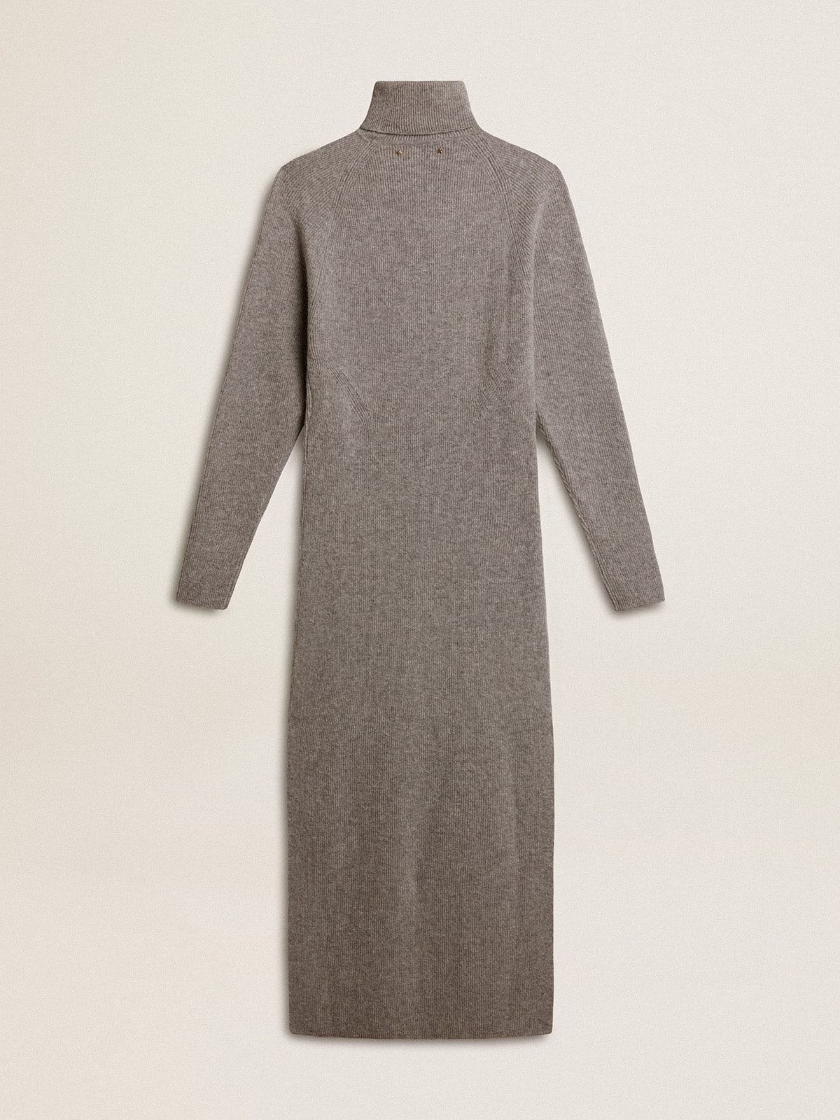 Golden Goose - Gray melange ribbed woolen dress with high neck in 