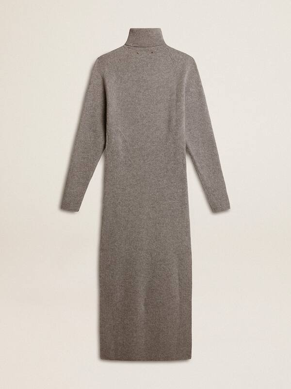 Golden Goose - Gray melange ribbed woolen dress with high neck in 