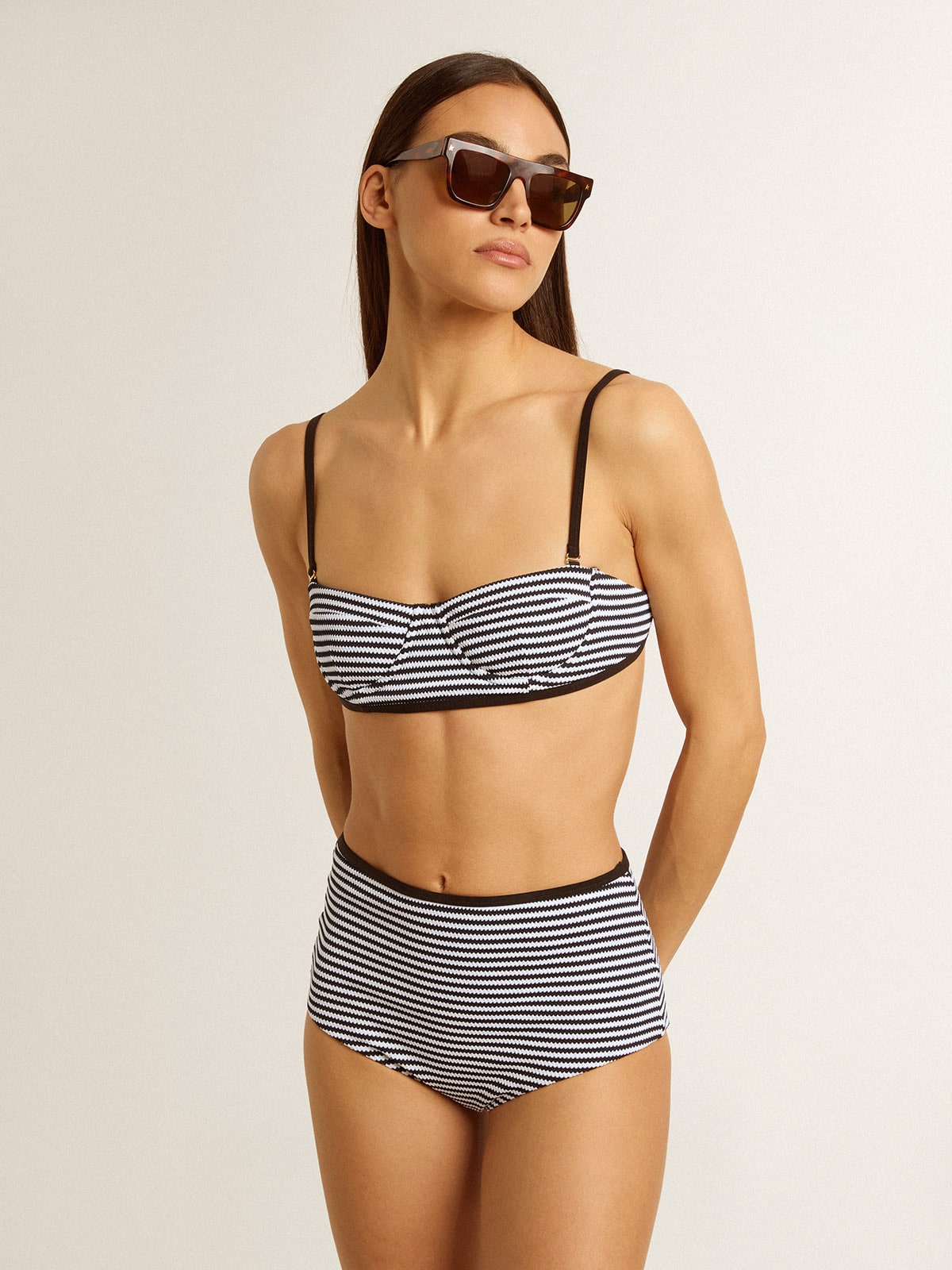 Golden Goose - Balcony bikini with irregular stripes in 