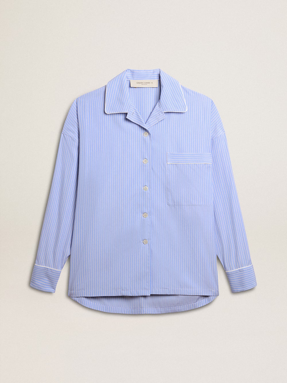 Golden Goose - Women's shirt in striped cotton poplin in 