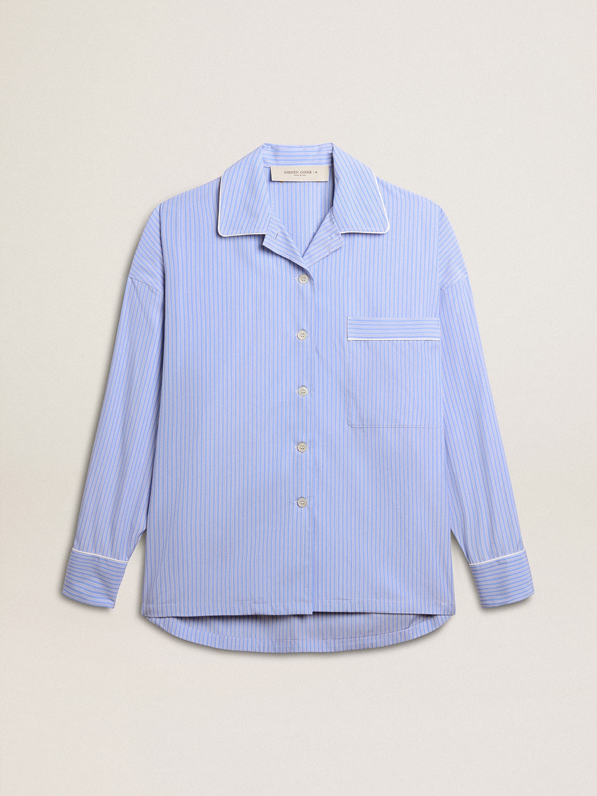 Golden Goose - Women's shirt in striped cotton poplin in 