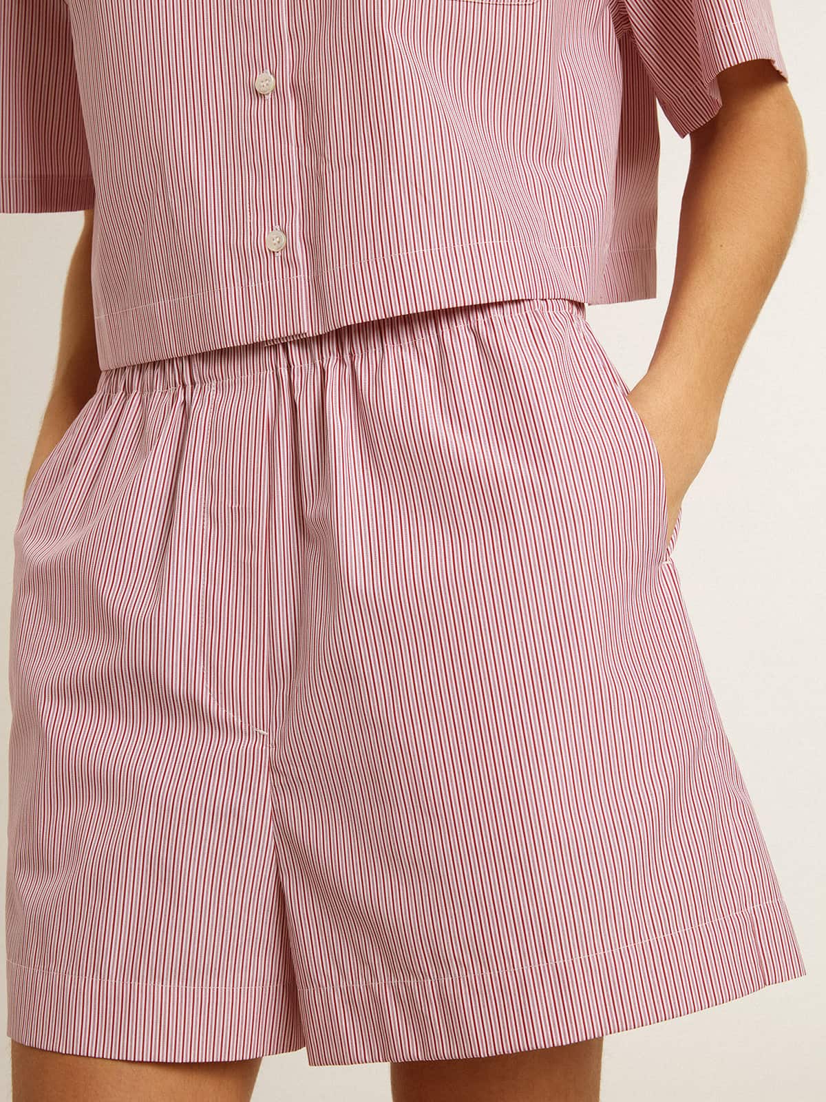 Shorts in striped cotton poplin | Golden Goose