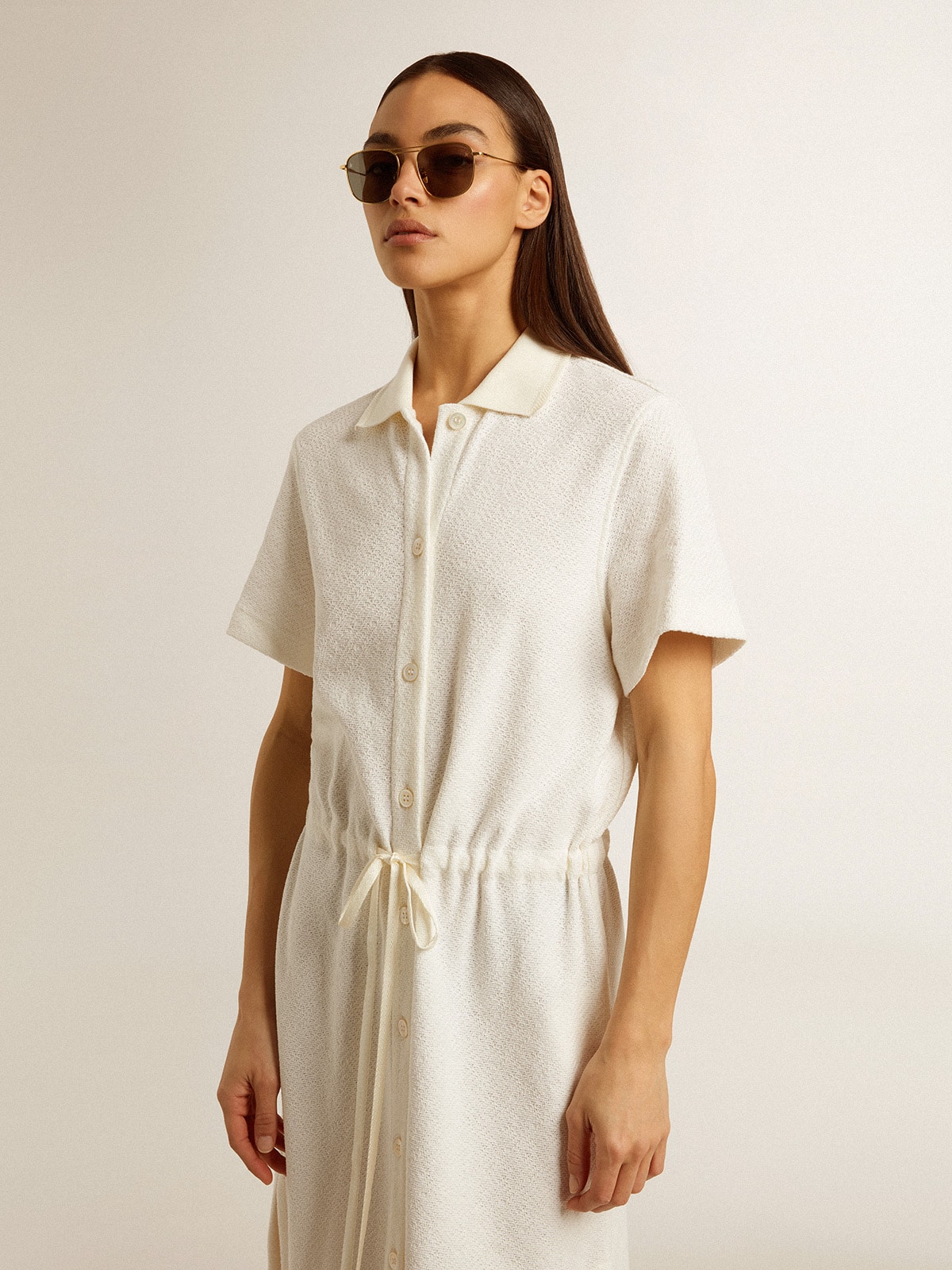 Golden Goose - Polo dress in jersey di cotone lavorato a maglia in 