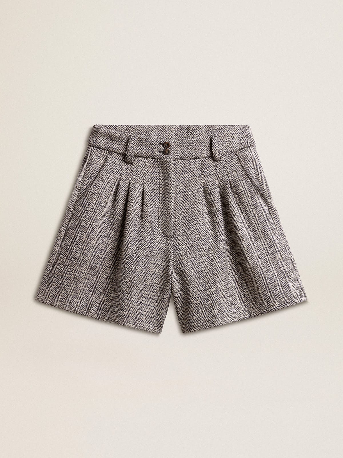 Golden Goose - Women’s ecru brown shorts in herringbone wool in 