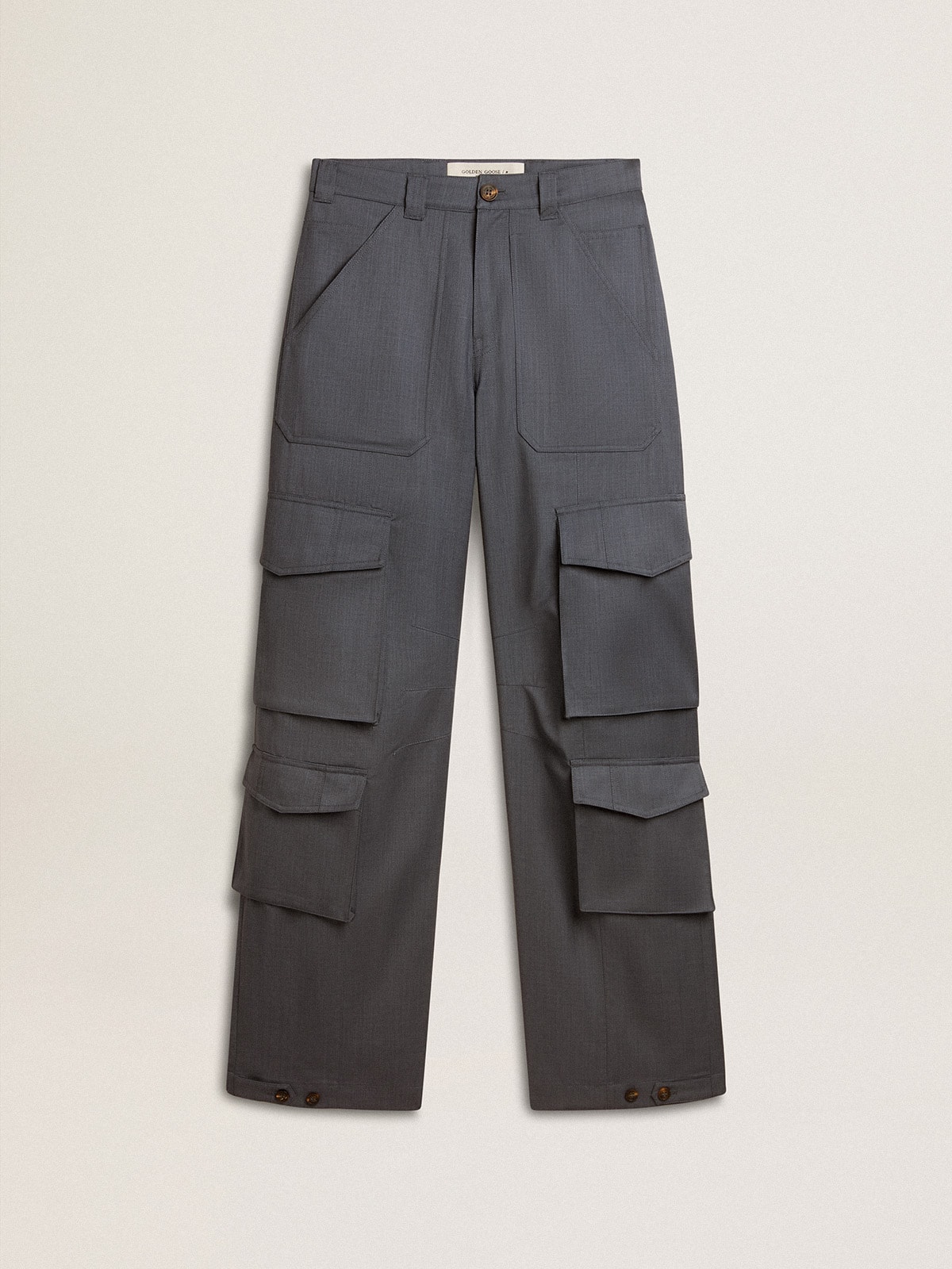 Golden Goose - Women's cargo pants in baby blue wool in 