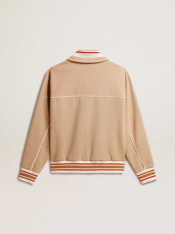 Golden Goose - Women’s light beige zipped sweatshirt with white logo in 