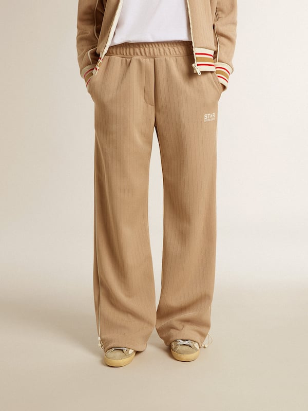 Golden Goose - Women’s light beige joggers with white logo in 