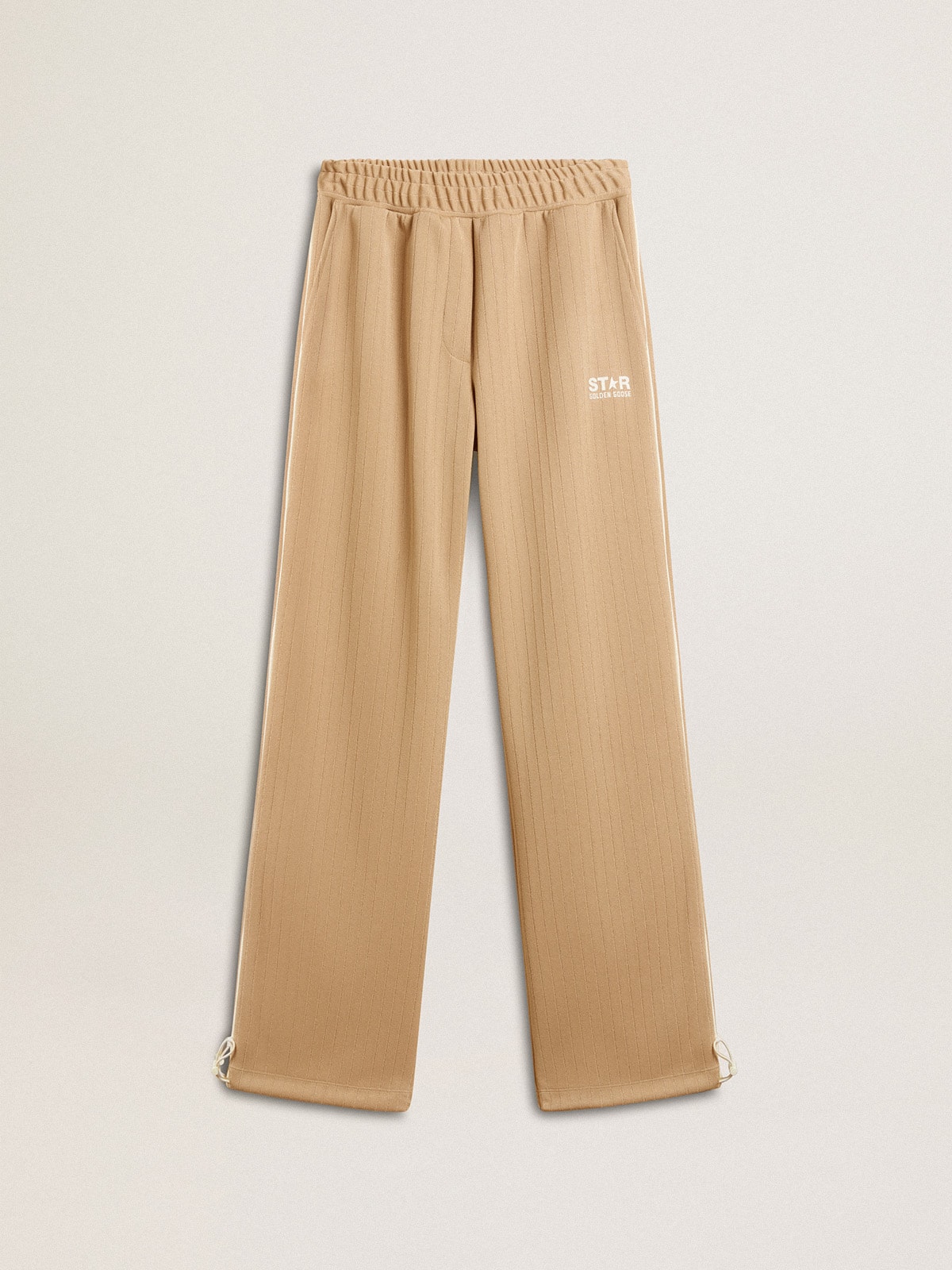 Golden Goose - Pantalón jogger de mujer de color beige claro con logotipo blanco in 