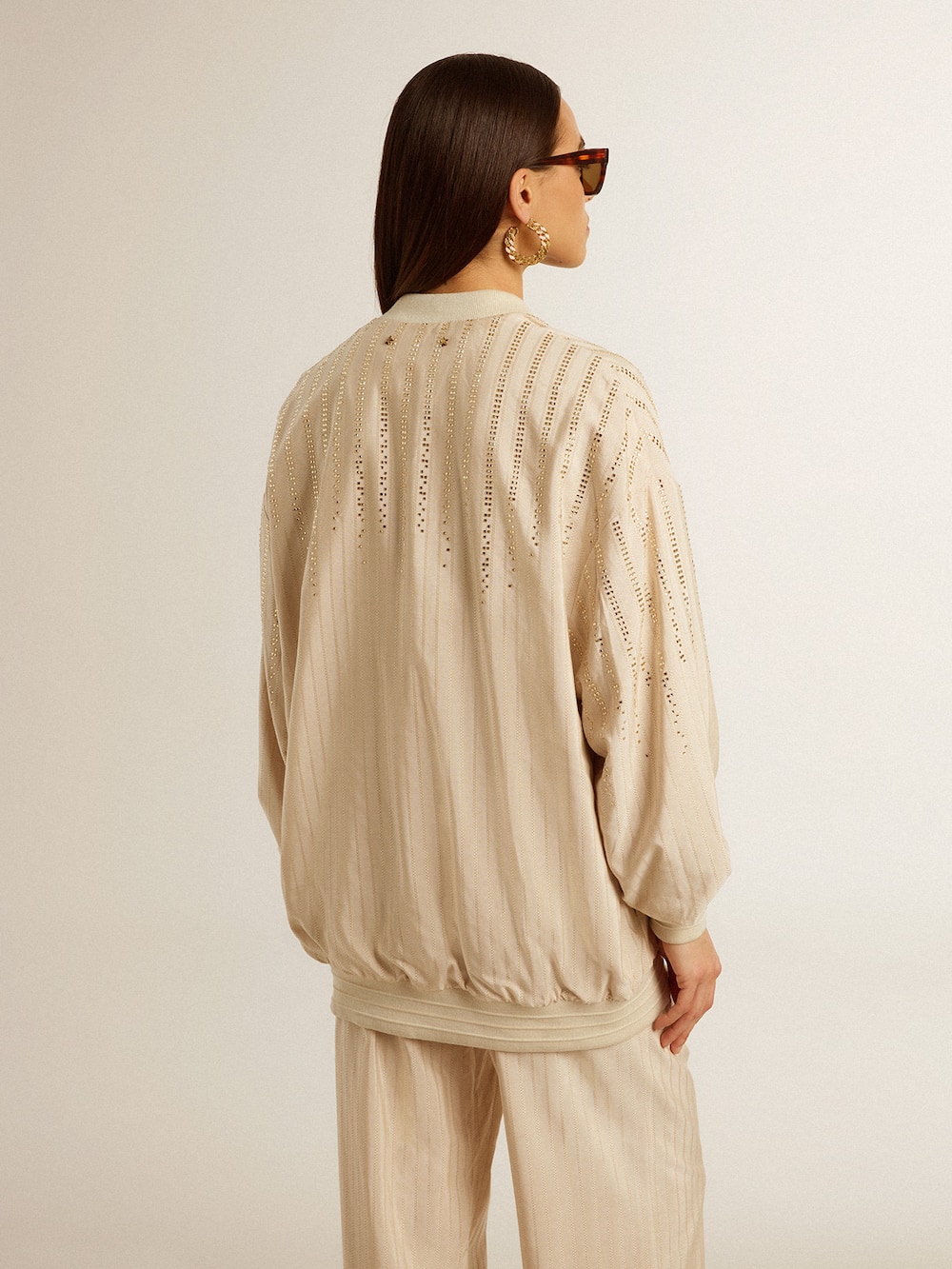 Golden Goose - Women's silk and viscose cardigan with pinstripe motif in 