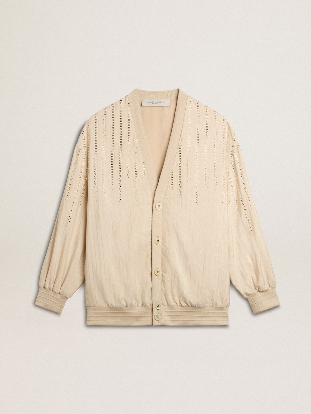 Golden Goose - Women's silk and viscose cardigan with pinstripe motif in 