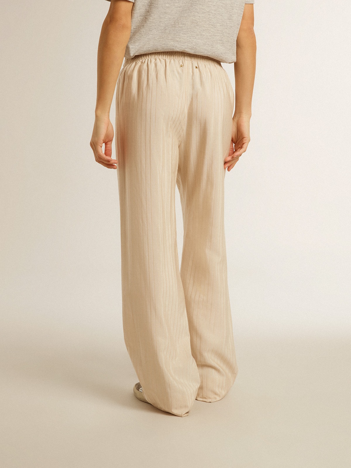 Women s light beige silk and viscose joggers