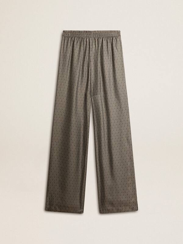 Golden Goose - Women's green viscose-blend silk pants with floral pattern in 
