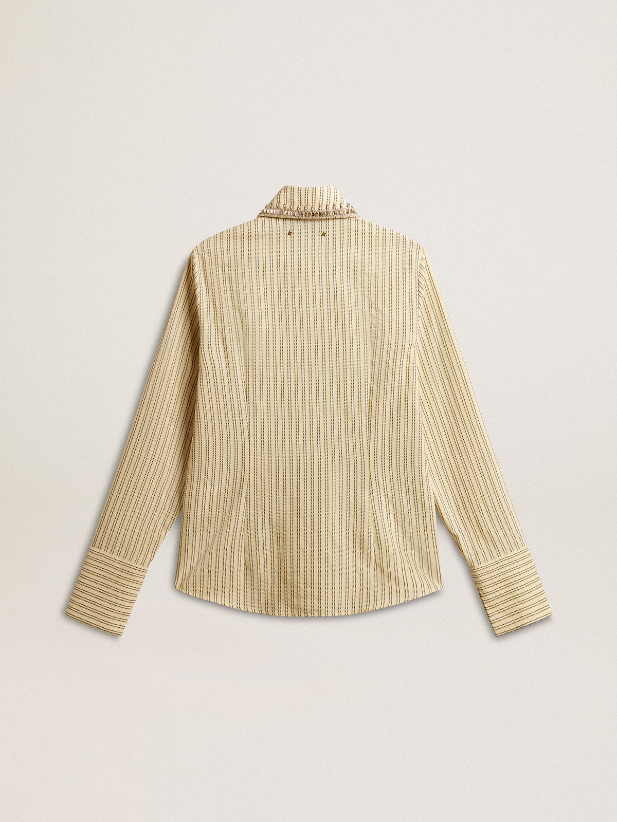 Golden Goose - Ecru shirt with stripes and embroidered crystals in 