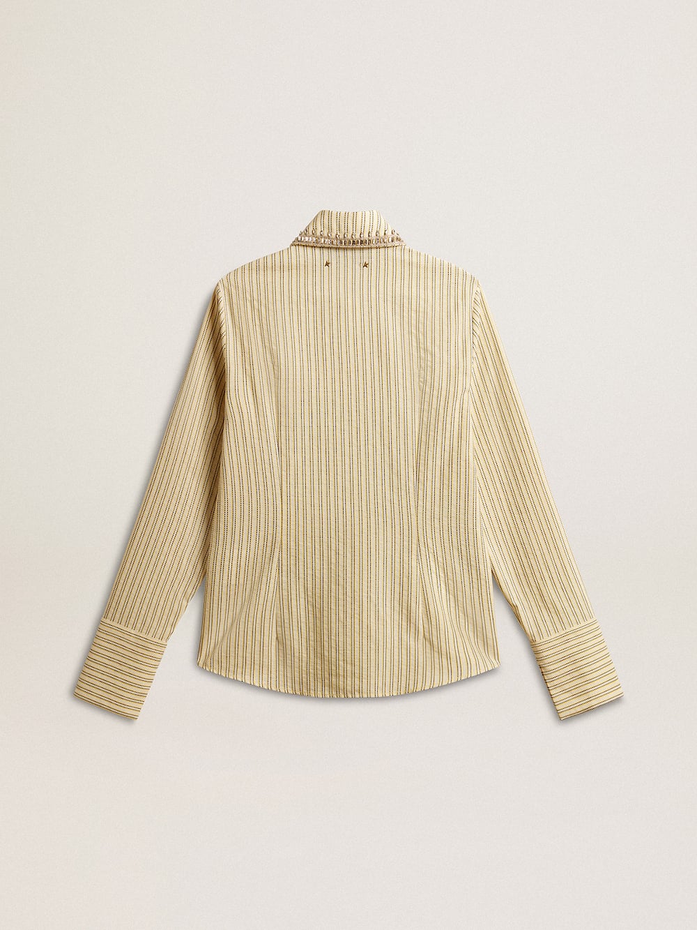 Golden Goose - Camisa na cor cru com estampa de listras e cristais bordados in 